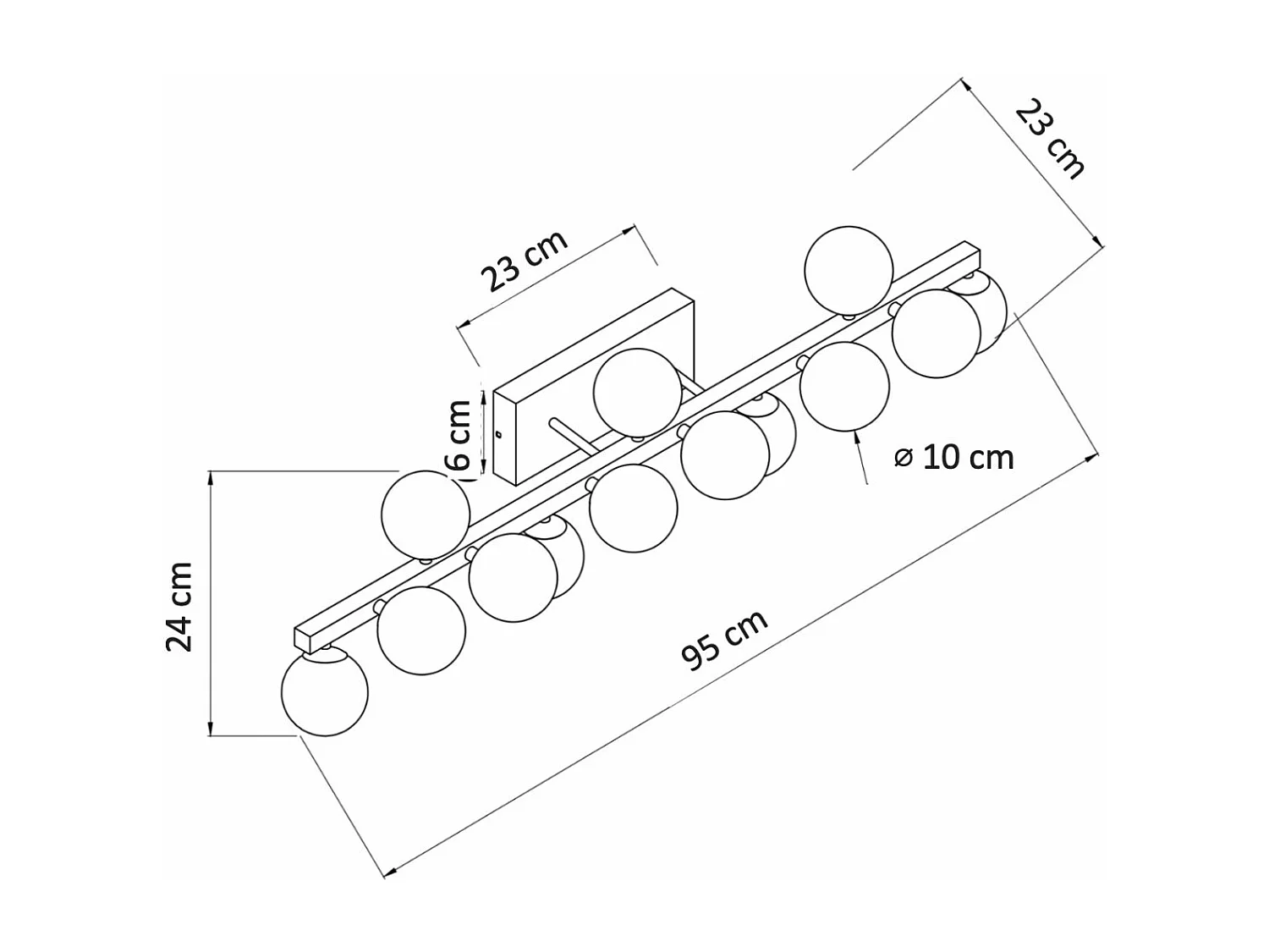 Longue applique dorée 13 verres blancs - Ambrosia