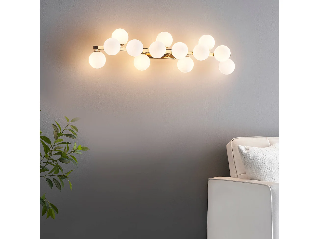 Longue applique dorée 13 verres blancs - Ambrosia