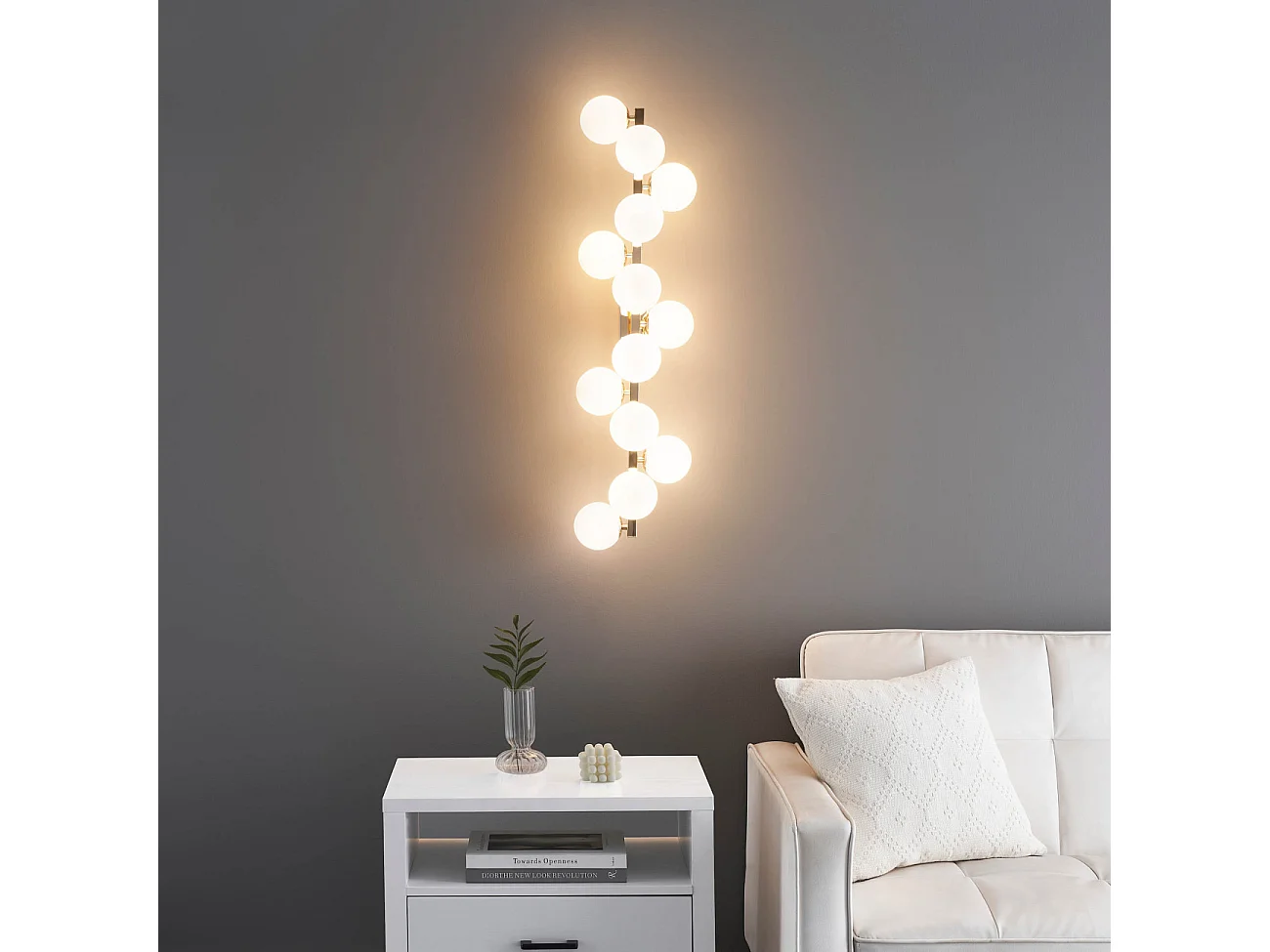 Longue applique dorée 13 verres blancs - Ambrosia