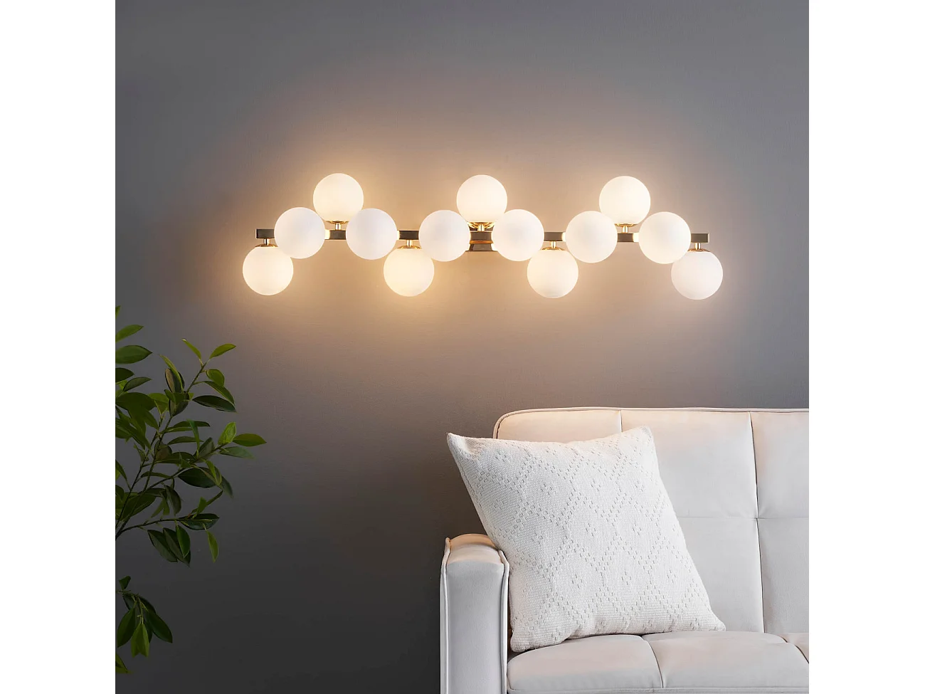 Longue applique dorée 13 verres blancs - Ambrosia