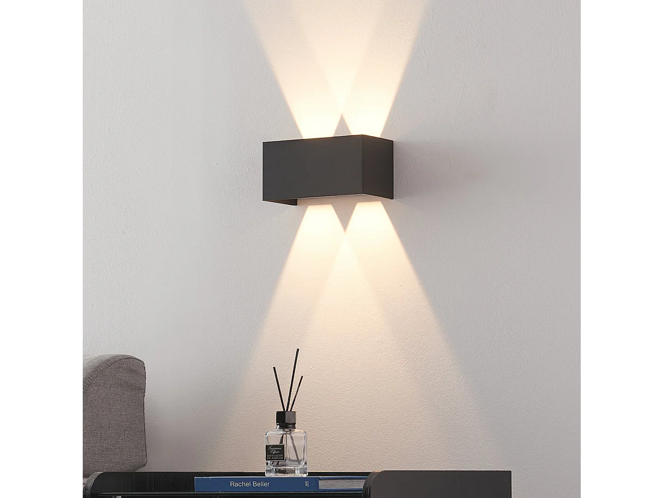 Applique noire LED design double - compatible variateur IP54 - Cubic