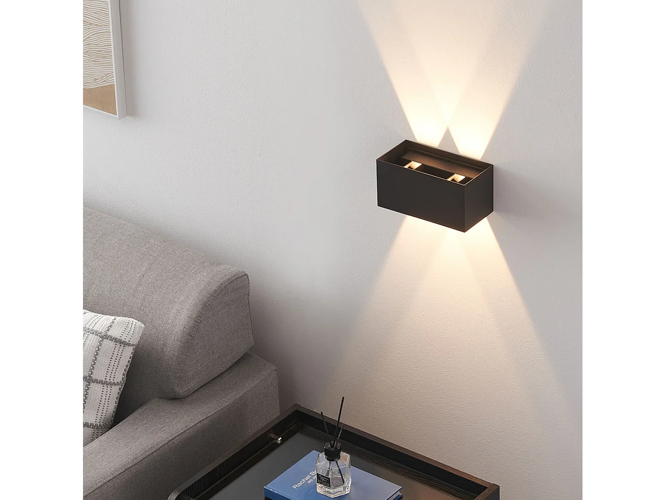 Applique noire LED design double - compatible variateur IP54 - Cubic