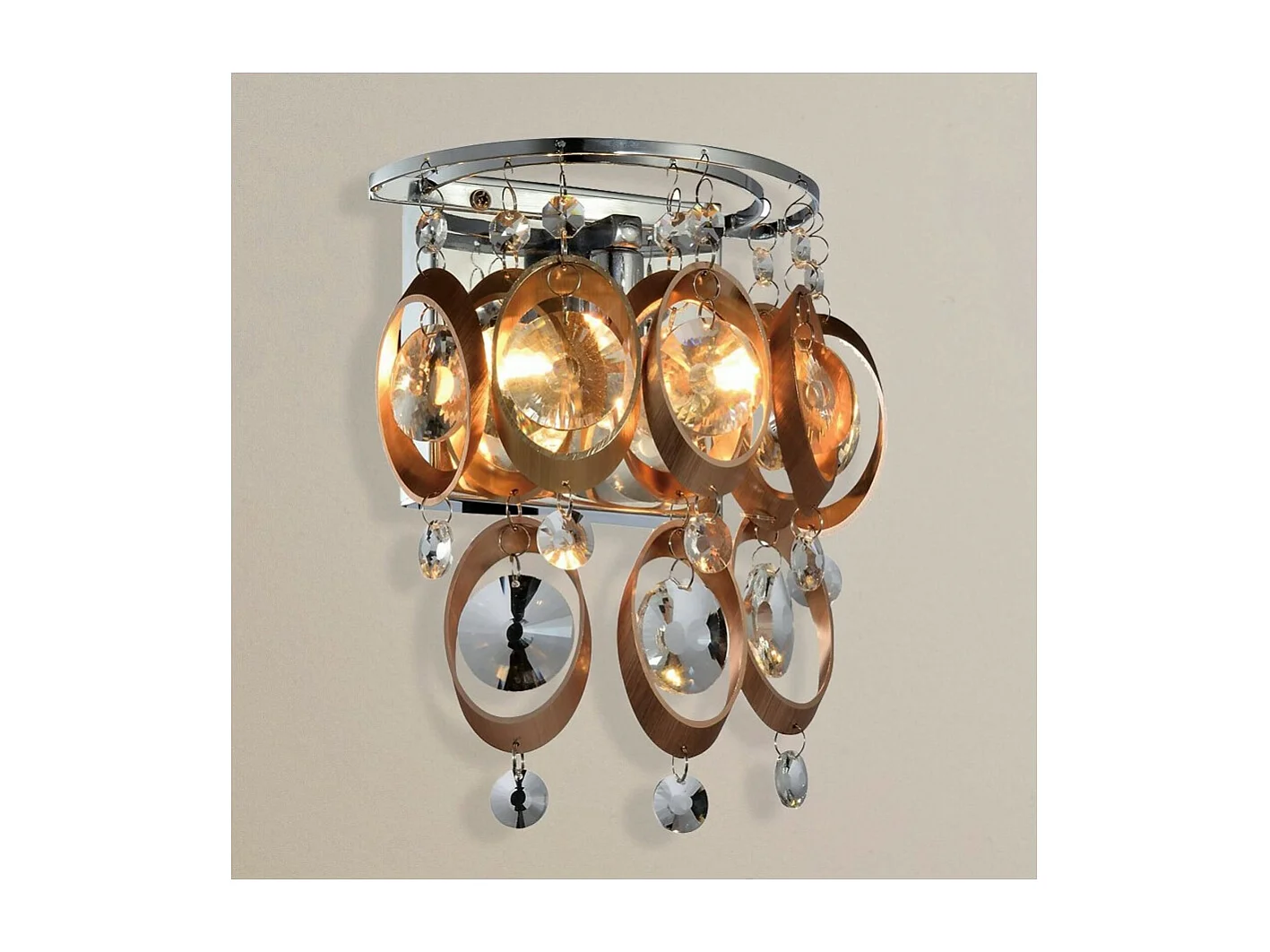 Applique chromée avec cristaux et pendentifs cuivrés  - Cardiff