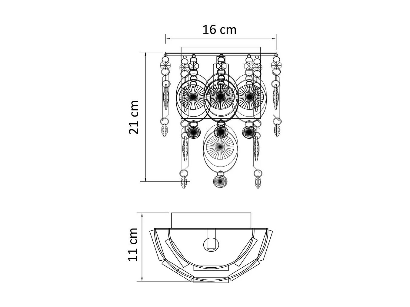 Applique chromée avec cristaux et pendentifs cuivrés  - Cardiff