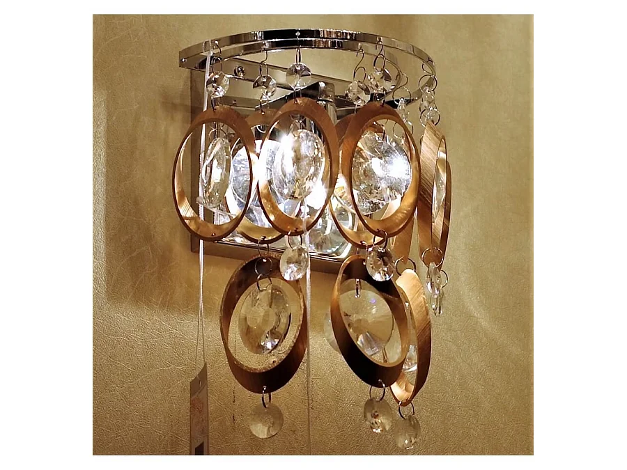 Applique chromée avec cristaux et pendentifs cuivrés  - Cardiff