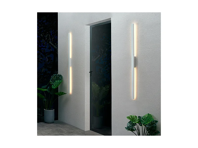 Longue applique murale blanche épurée extérieur - Sambai