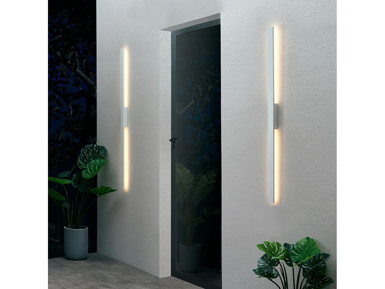 Longue applique murale blanche épurée extérieur - Sambai