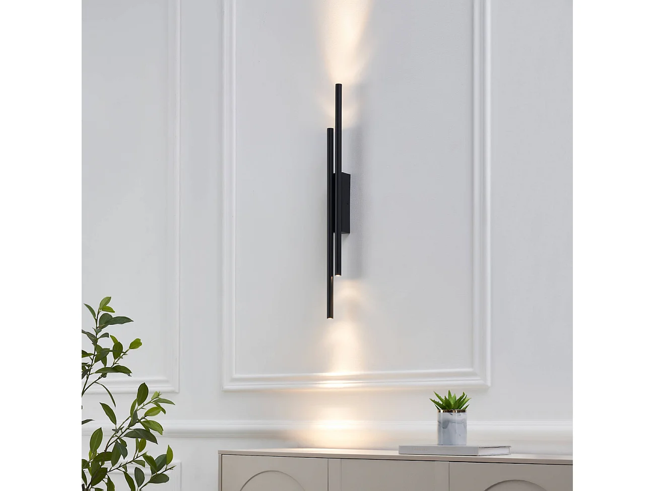 Applique d'intérieur noire quatre points lumineux 70 cm - Gali