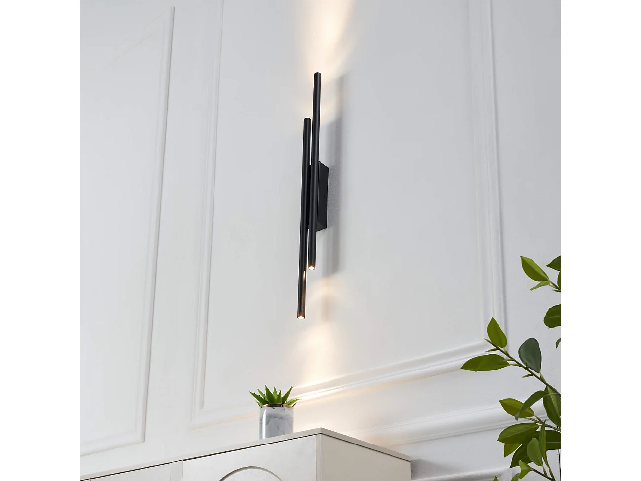 Applique d'intérieur noire quatre points lumineux 70 cm - Gali