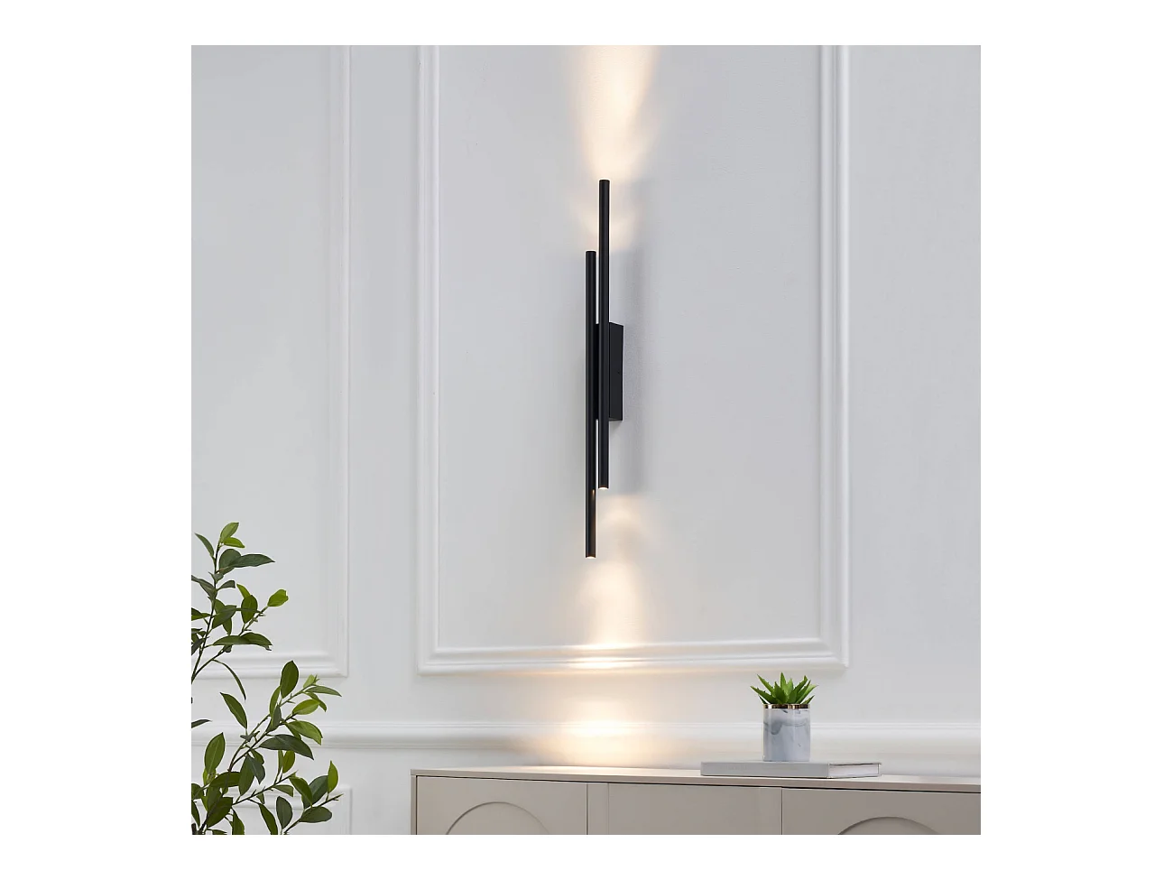 Applique d'intérieur noire quatre points lumineux 70 cm - Gali