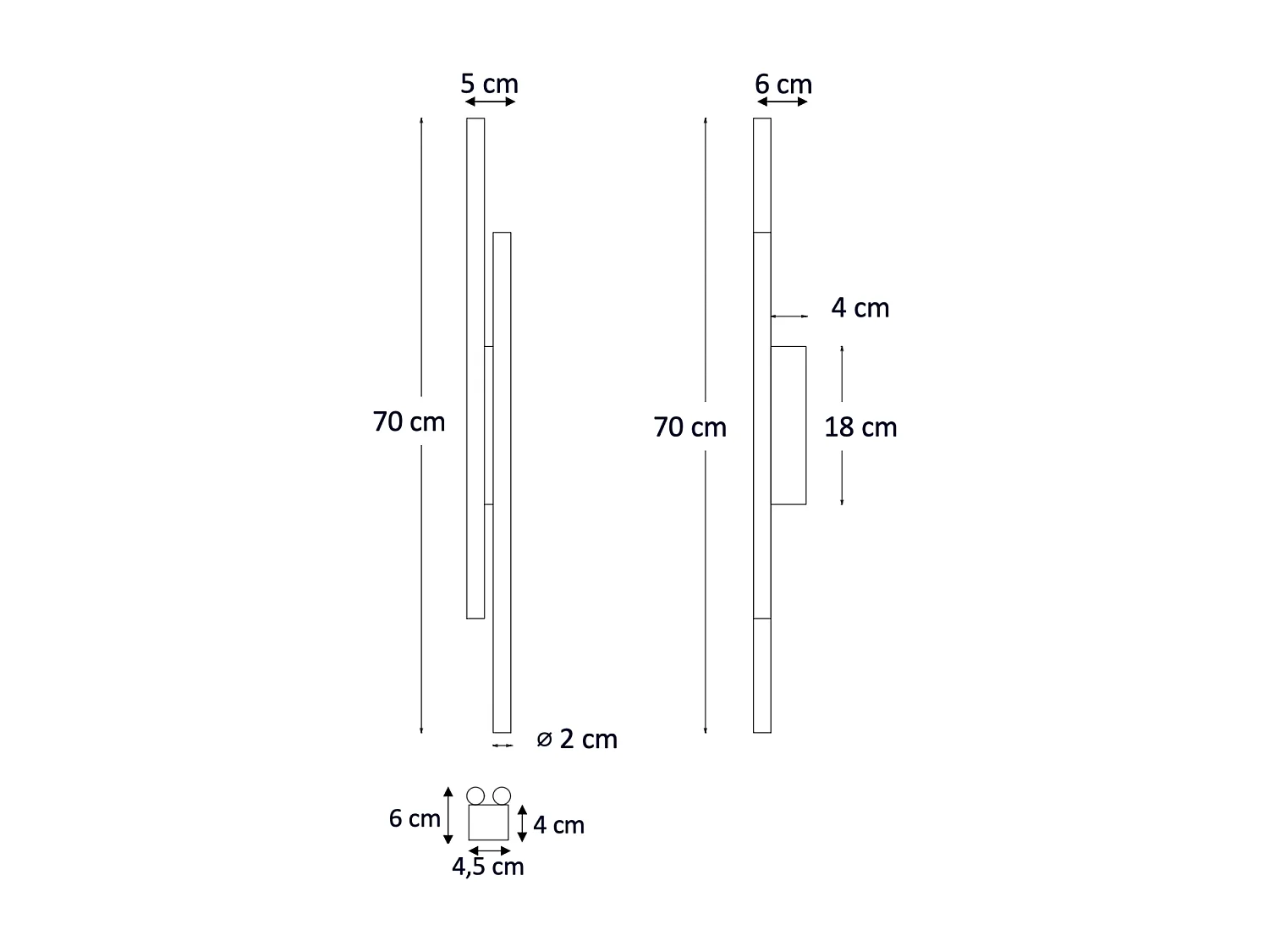 Applique d'intérieur noire quatre points lumineux 70 cm - Gali