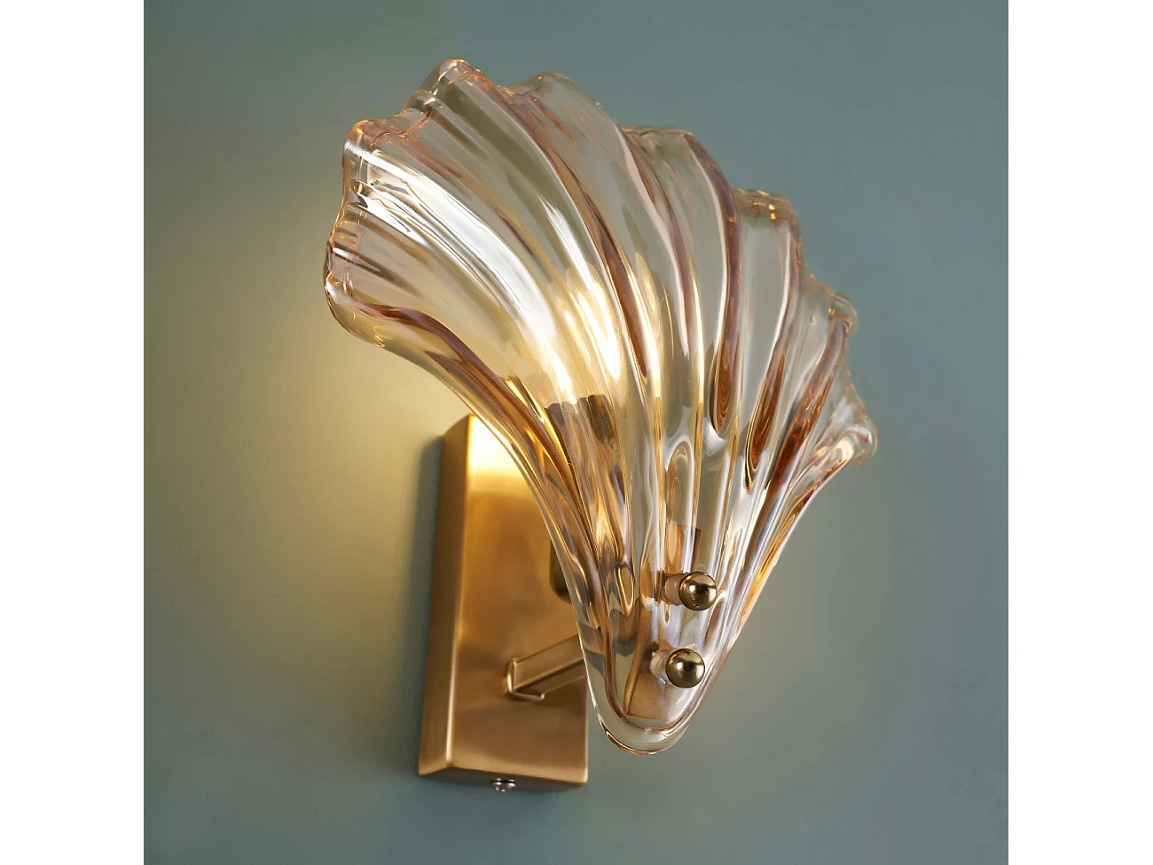 Applique murale dorée coquillage en verre - Amanda