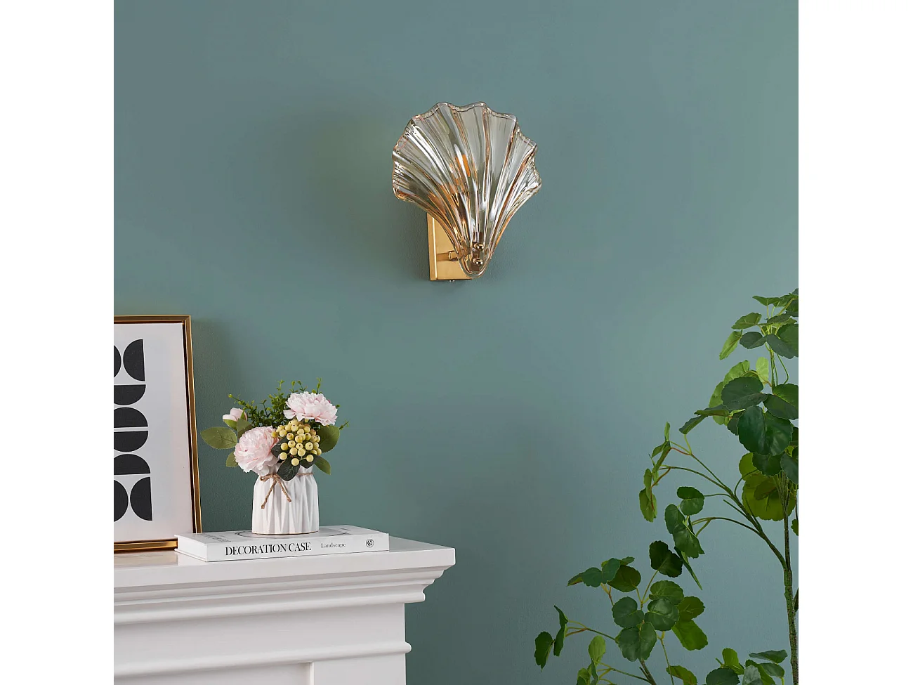 Applique murale dorée coquillage en verre - Amanda