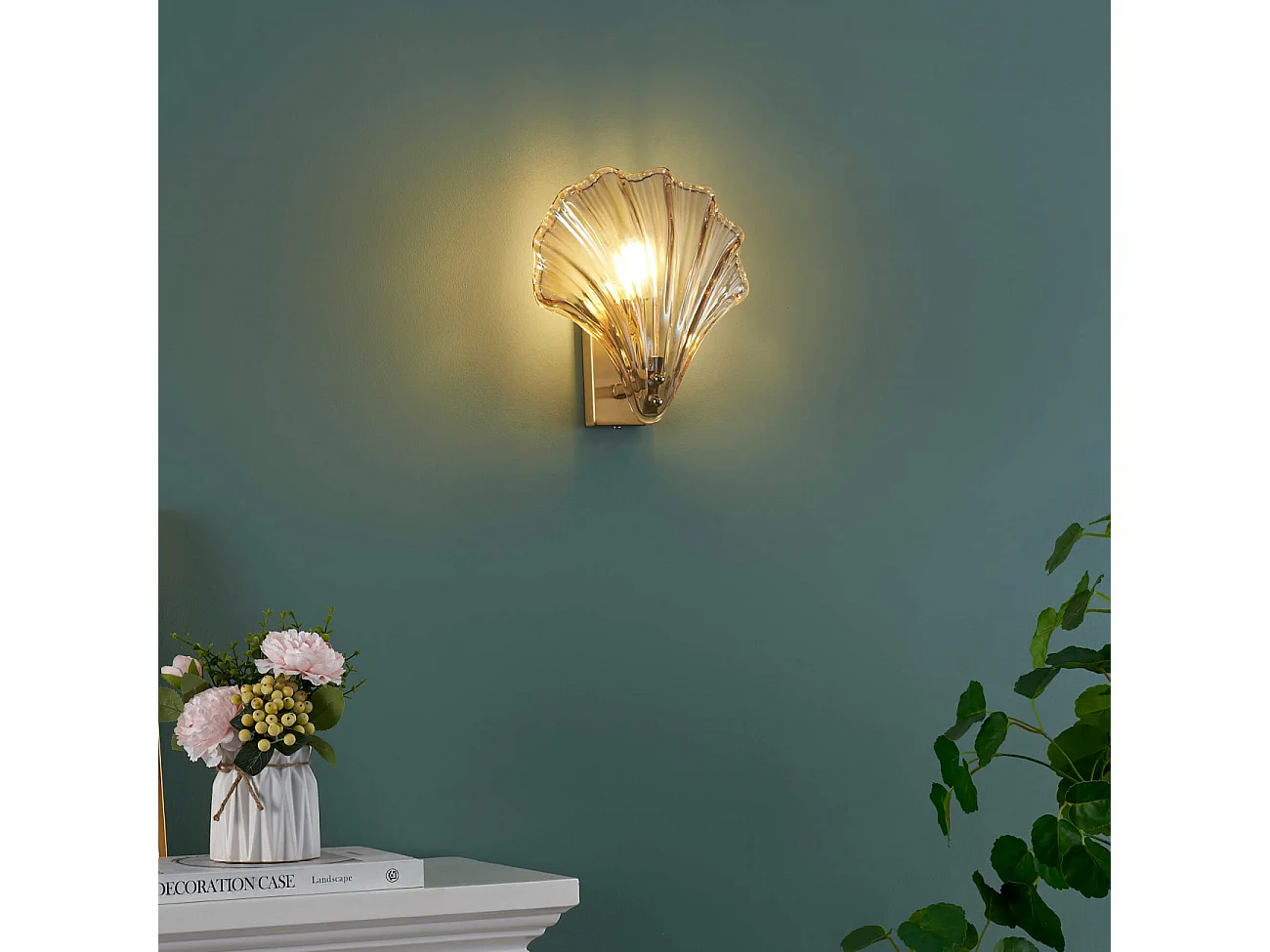 Applique murale dorée coquillage en verre - Amanda