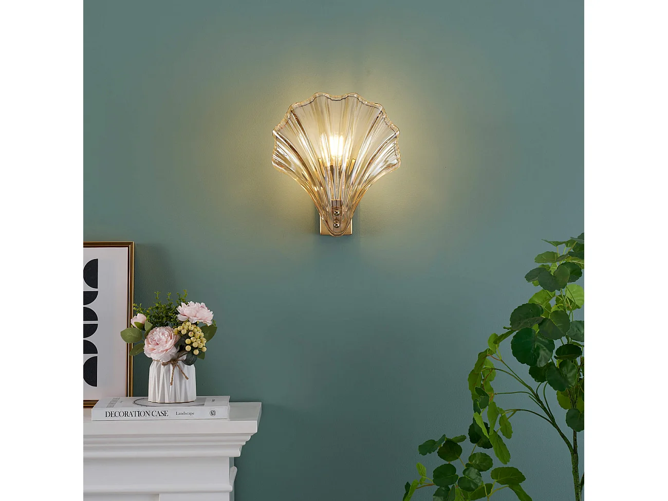 Applique murale dorée coquillage en verre - Amanda