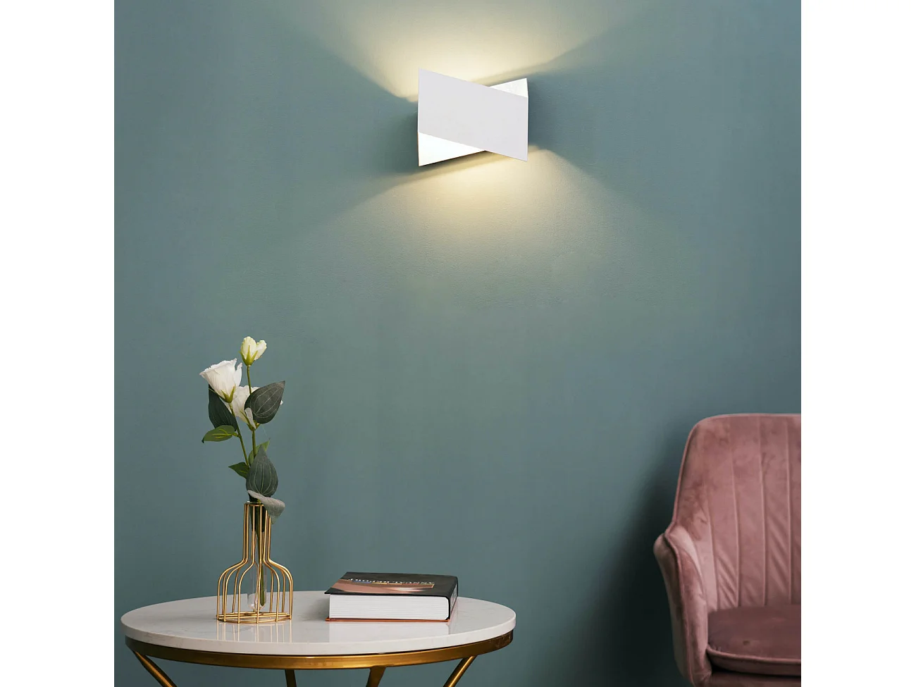 Applique origami blanc et intérieur argenté  - Mykos