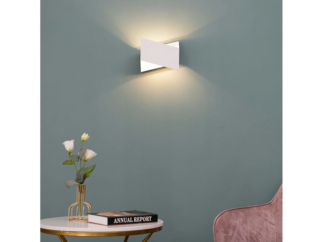 Applique origami blanc et intérieur argenté  - Mykos