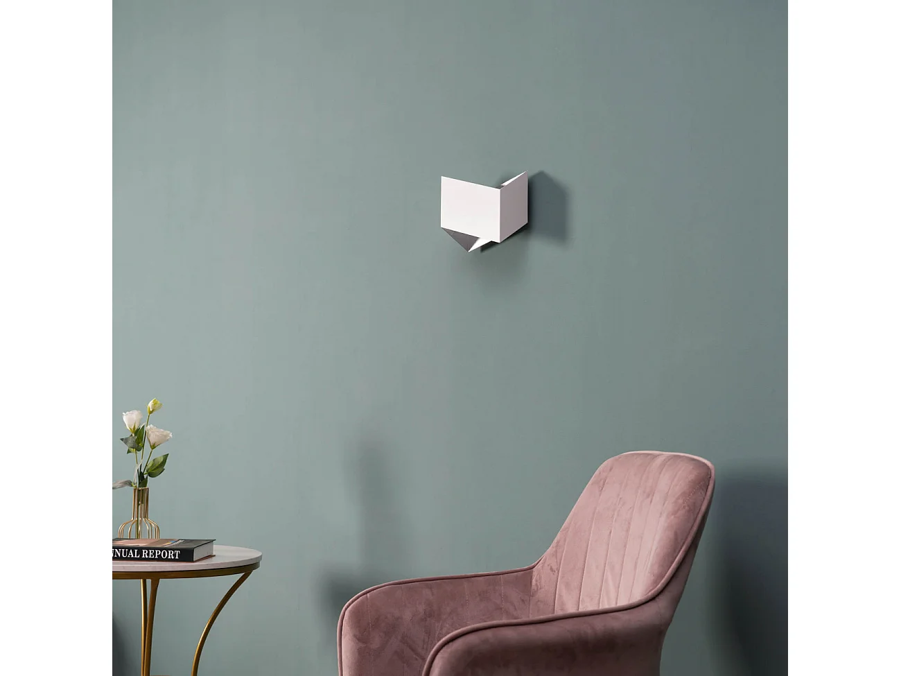 Applique origami blanc et intérieur argenté  - Mykos