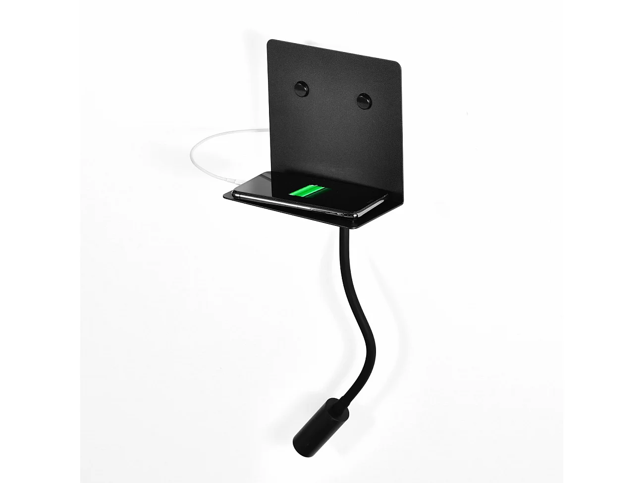 Applique noire à LED avec chargeur USB et lampe de lecture - Viola