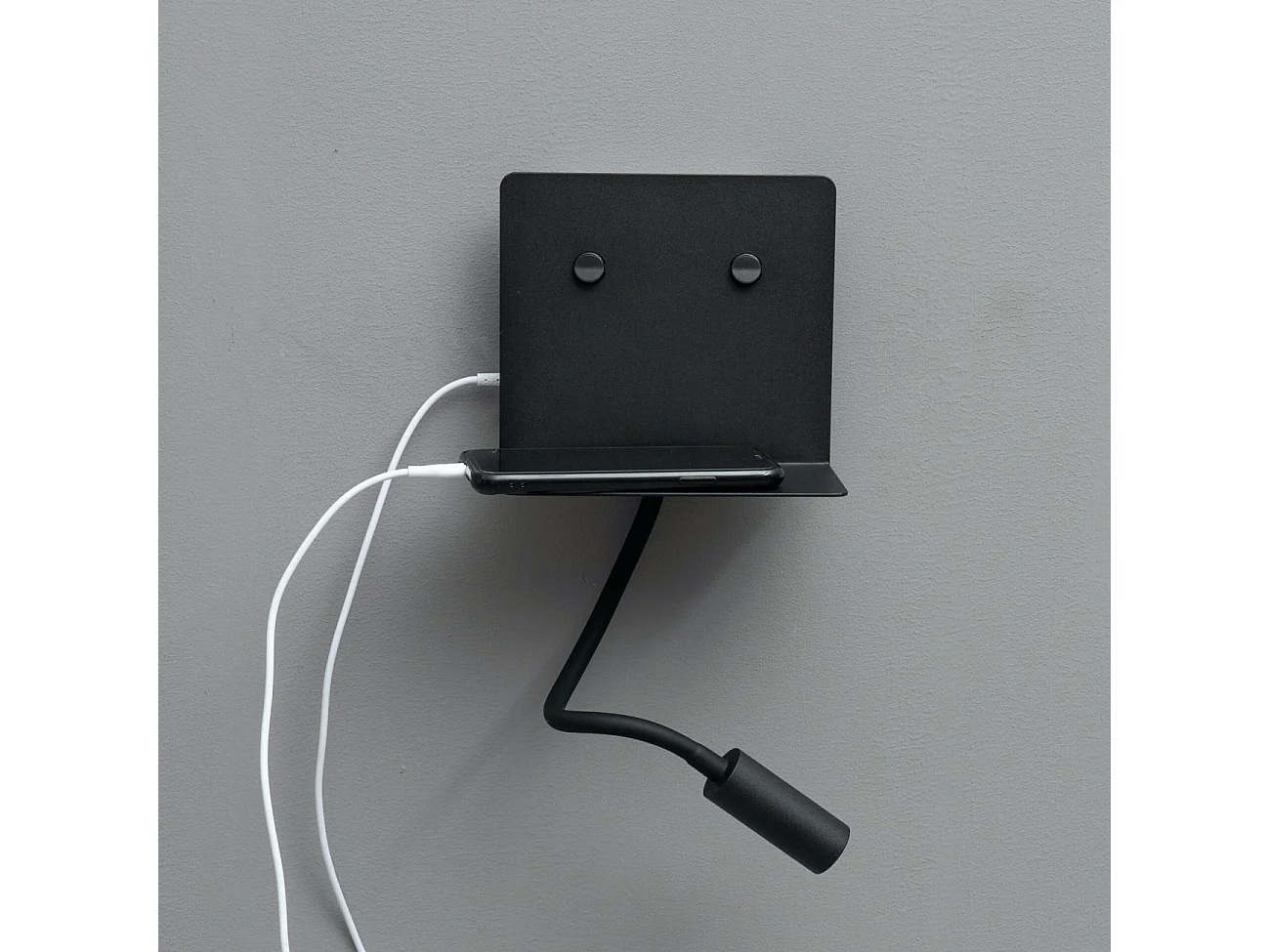 Applique noire à LED avec chargeur USB et lampe de lecture - Viola