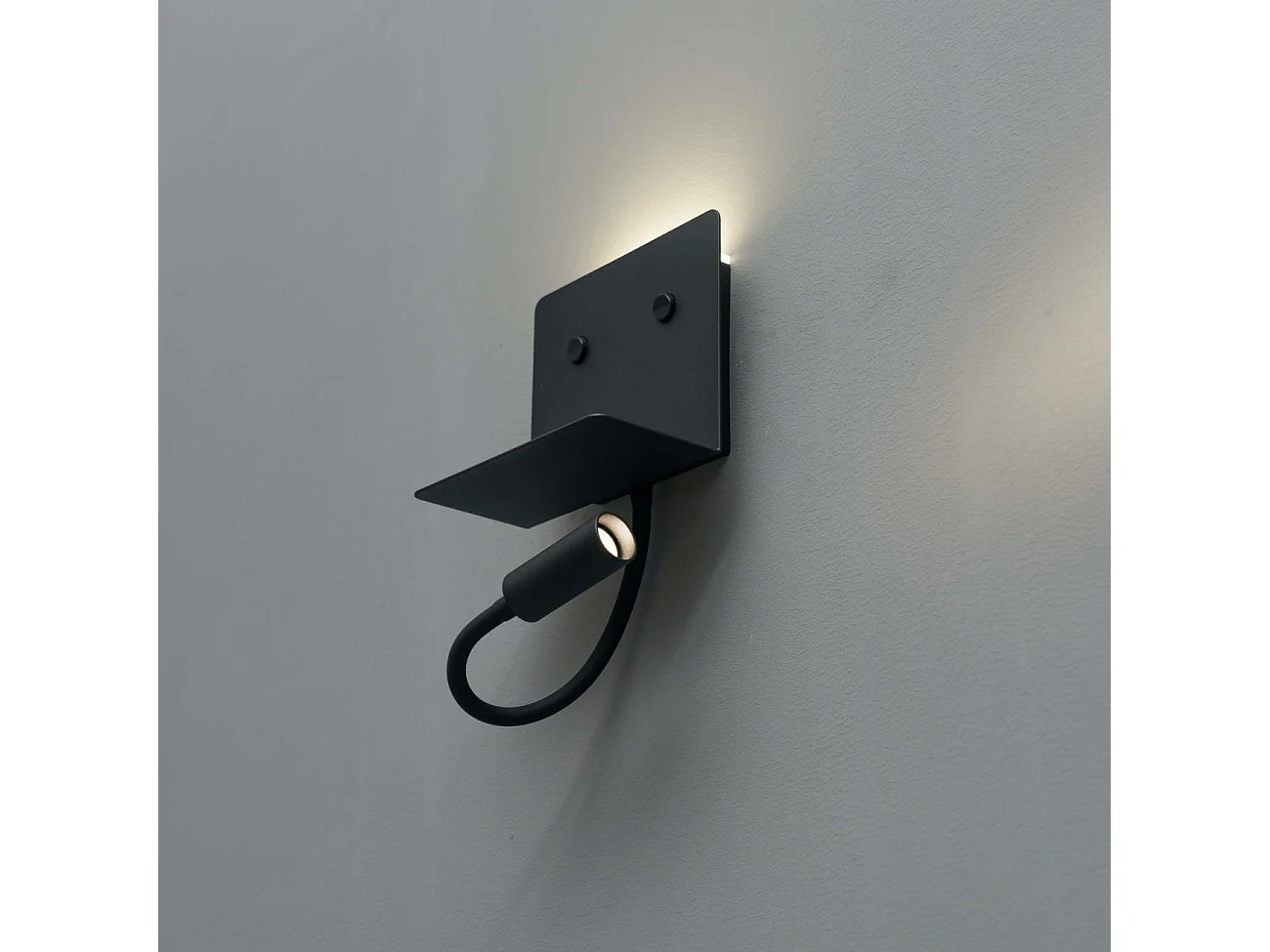 Applique noire à LED avec chargeur USB et lampe de lecture - Viola