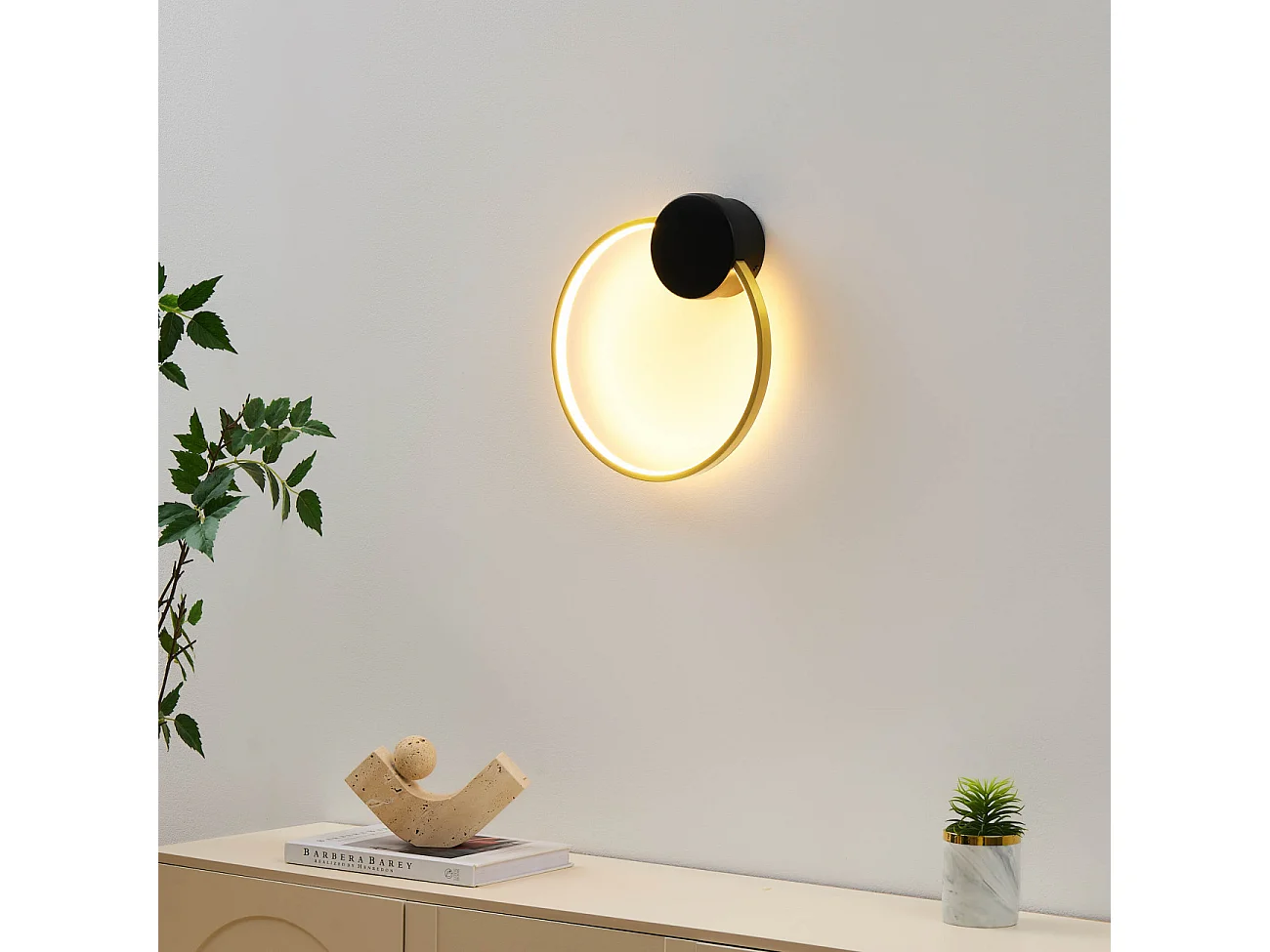 Applique circulaire noire et laiton 30 cm - Alisa