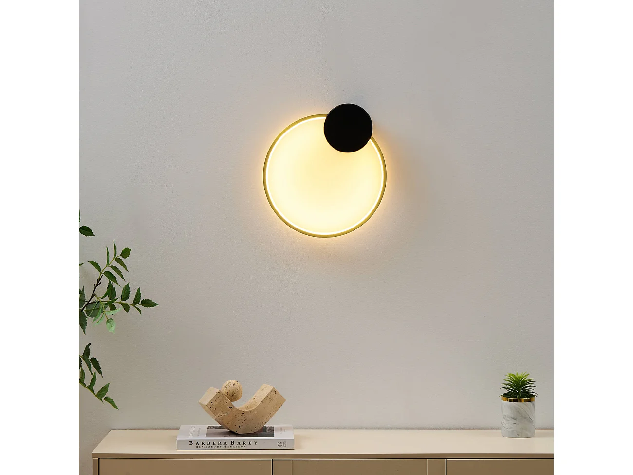 Applique circulaire noire et laiton 30 cm - Alisa