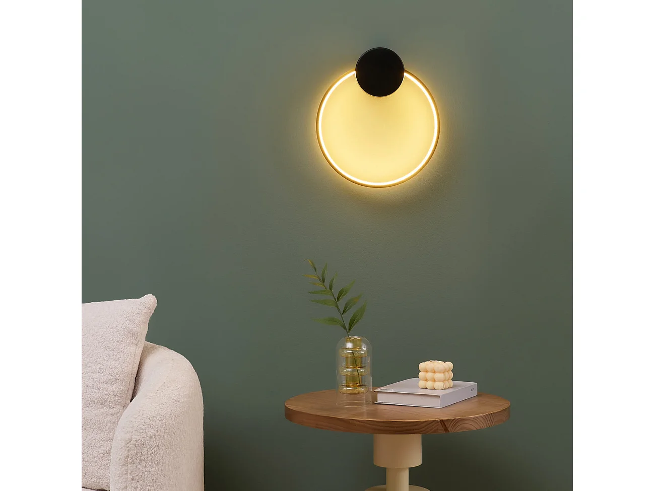 Applique circulaire noire et laiton 30 cm - Alisa