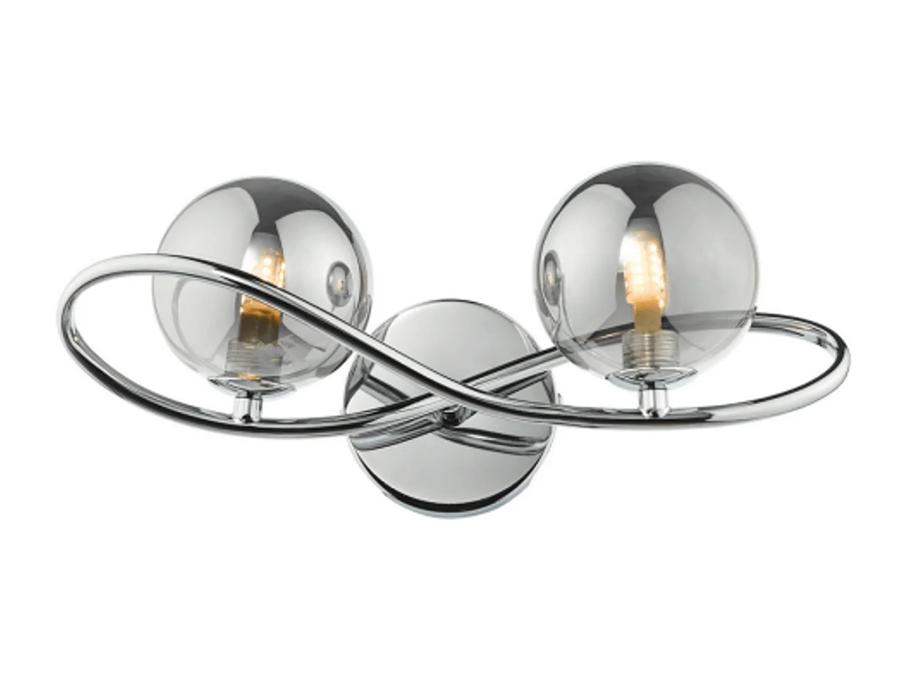 Applique murale chromée design double verre fumé - Novale