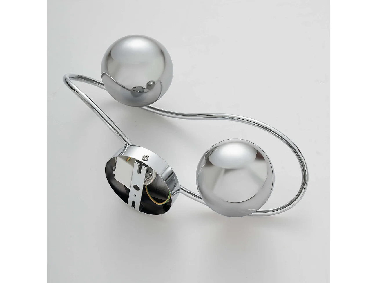 Applique murale chromée design double verre fumé - Novale