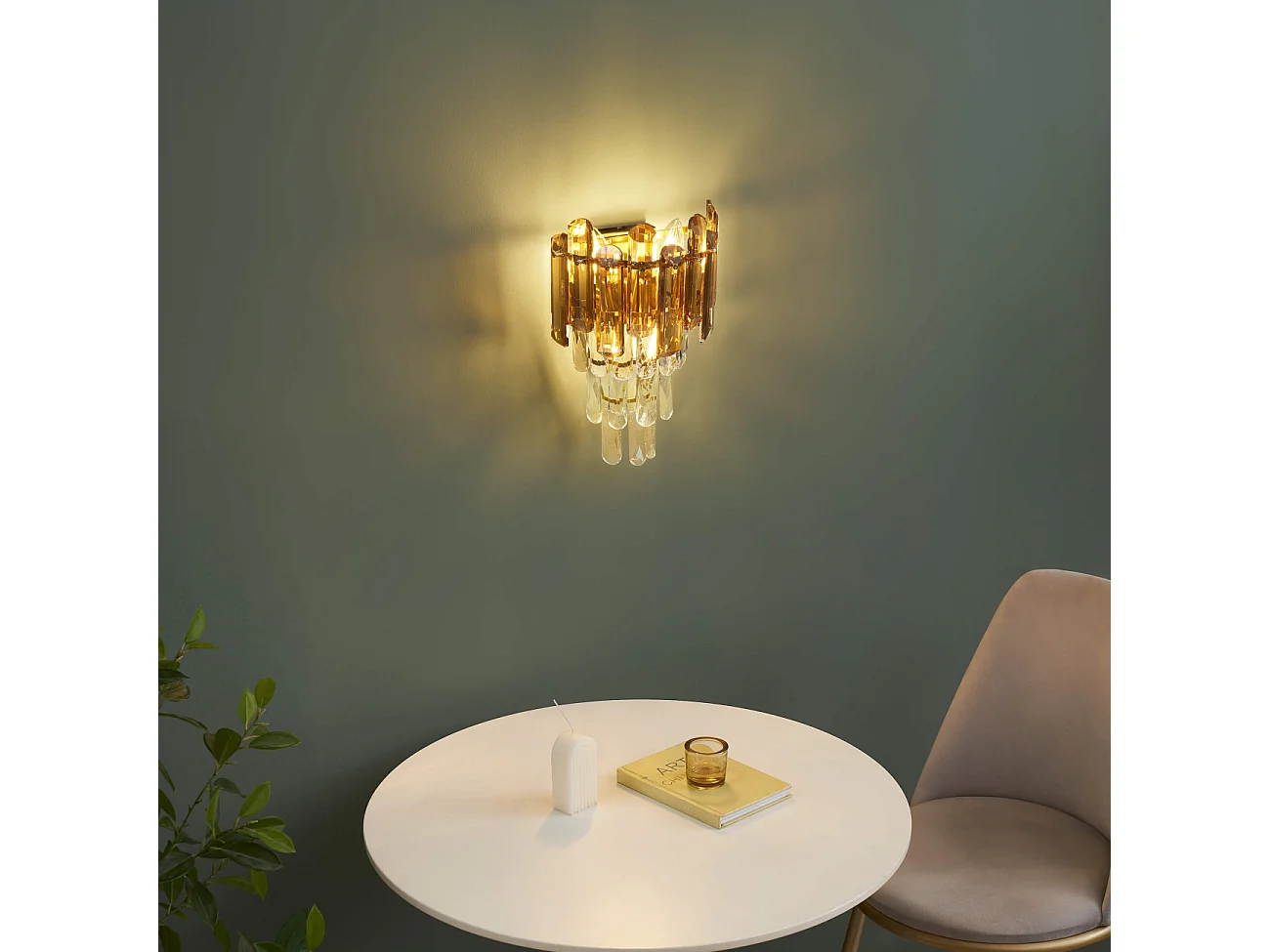 Applique dorée cristal prestige cascade de pampille - Elemia