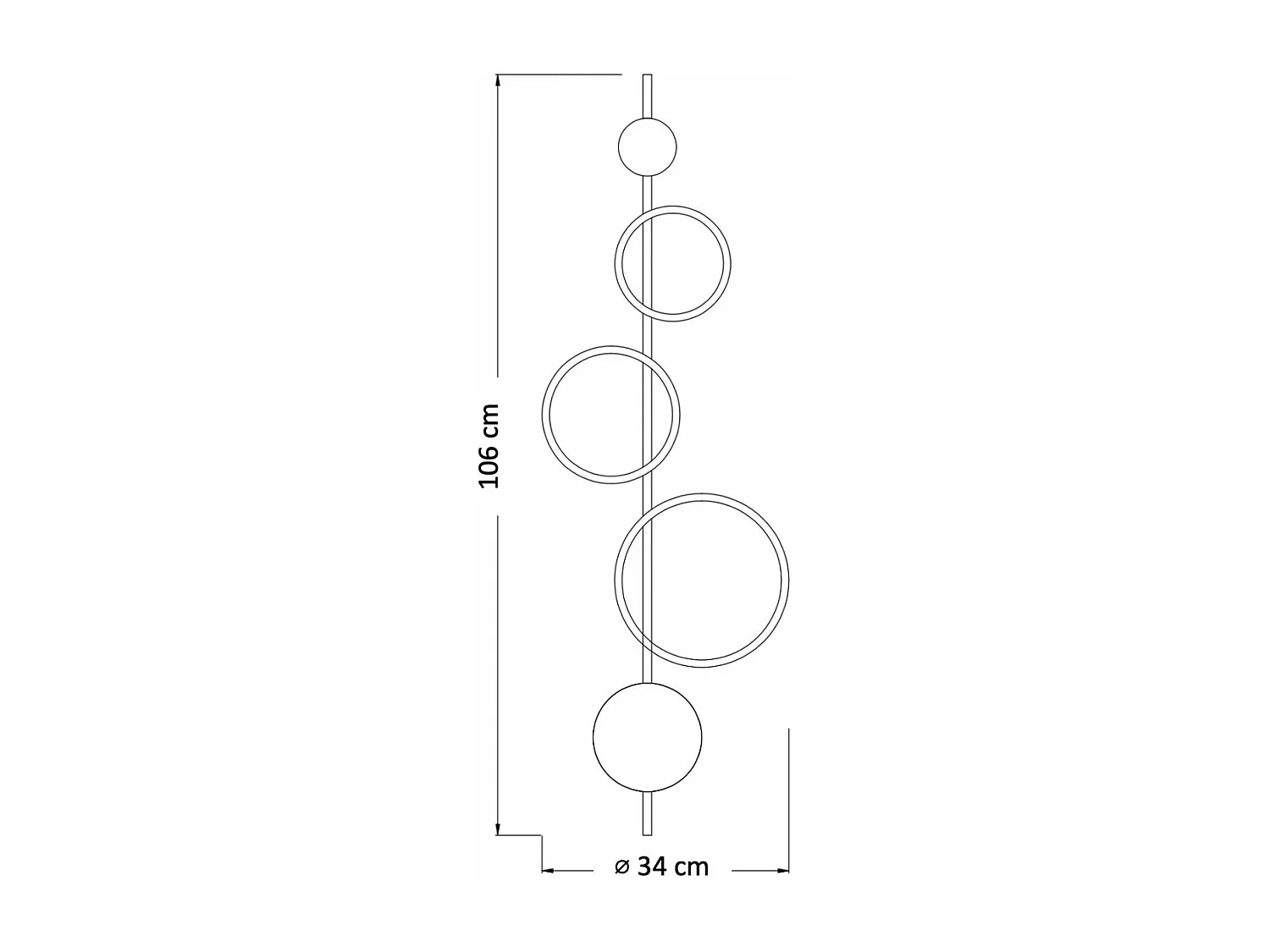 Grande applique graphique noire LED - Saretti