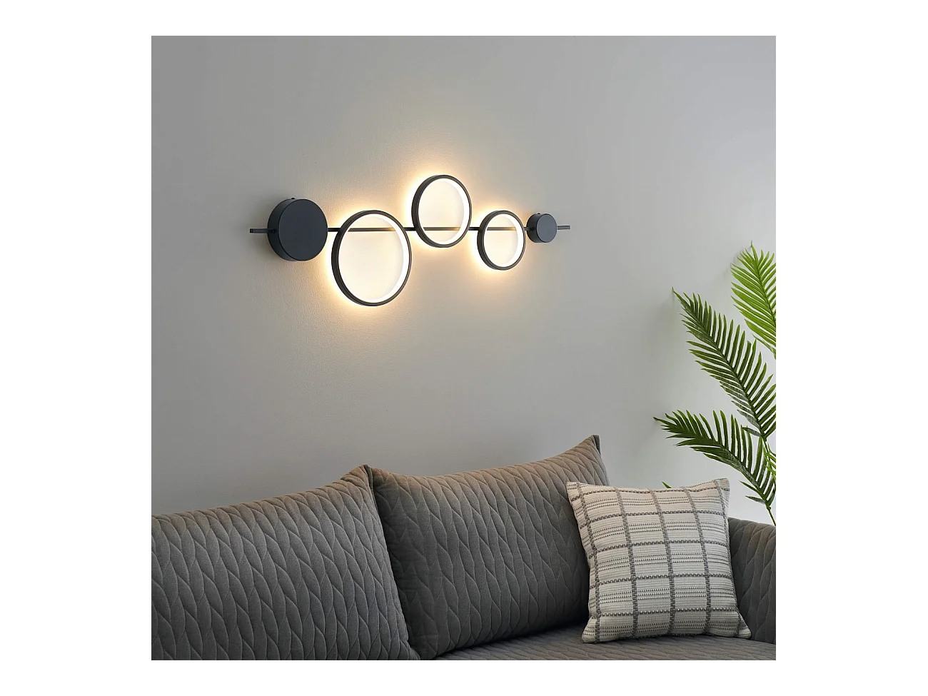 Grande applique graphique noire LED - Saretti
