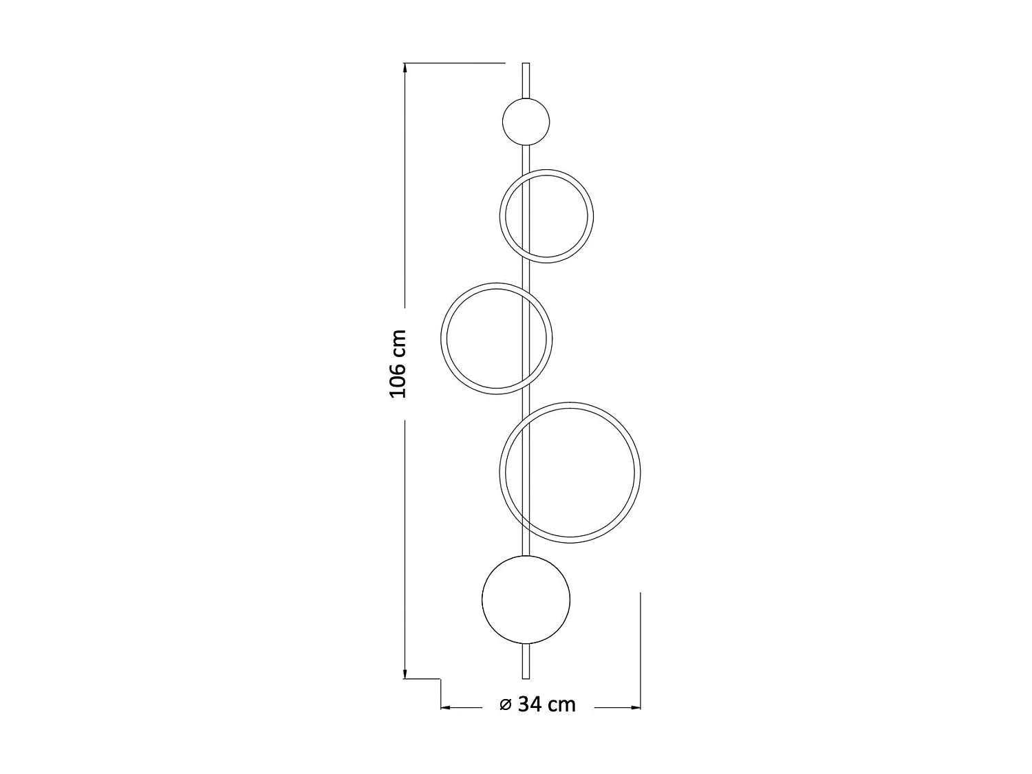 Grande applique graphique noire LED - Saretti