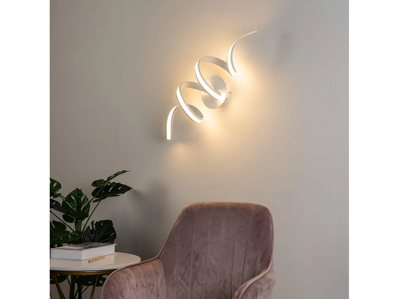 Grande Applique ou Plafonnier boucles ruban LED blanc - Kauai