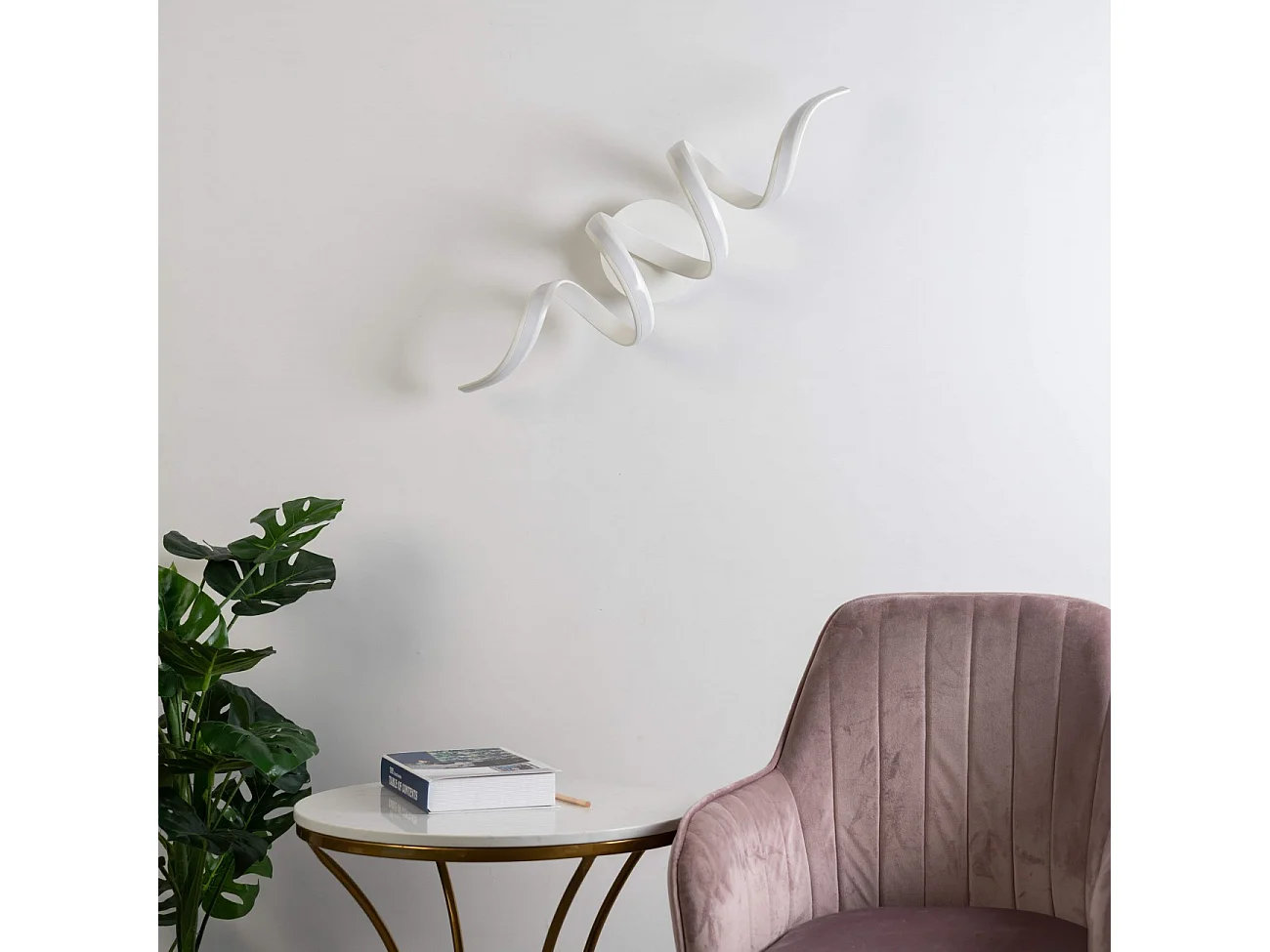 Grande Applique ou Plafonnier boucles ruban LED blanc - Kauai