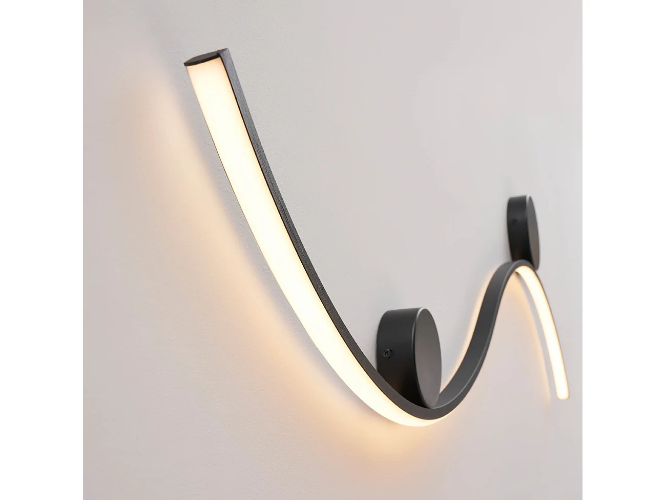 Applique LED design longue vague double support noir - Curva