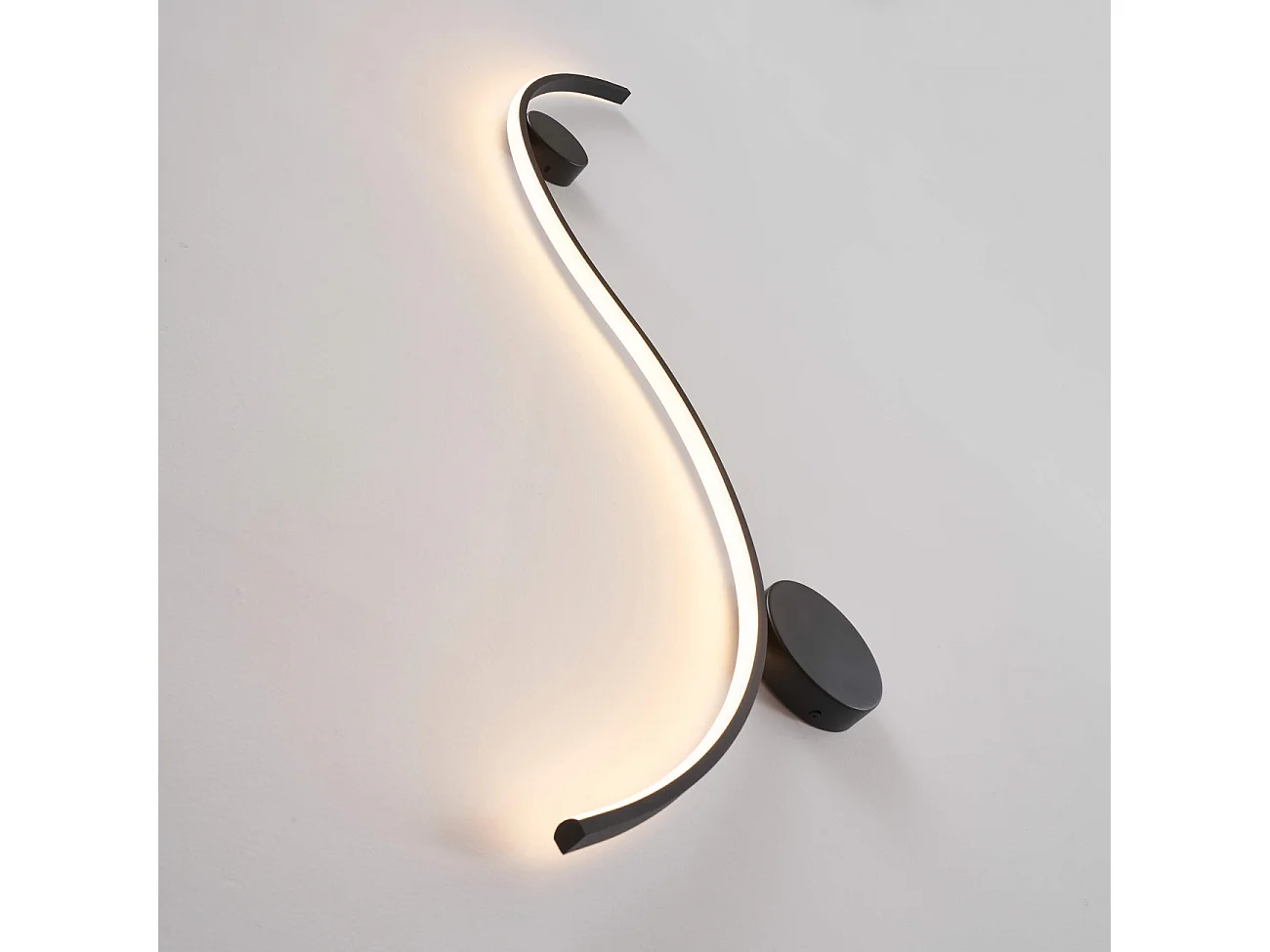 Applique LED design longue vague double support noir - Curva