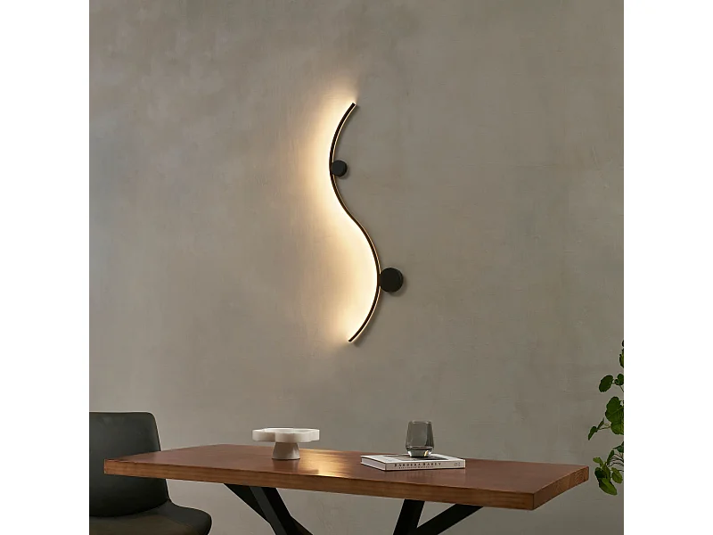 Applique LED design longue vague double support noir - Curva