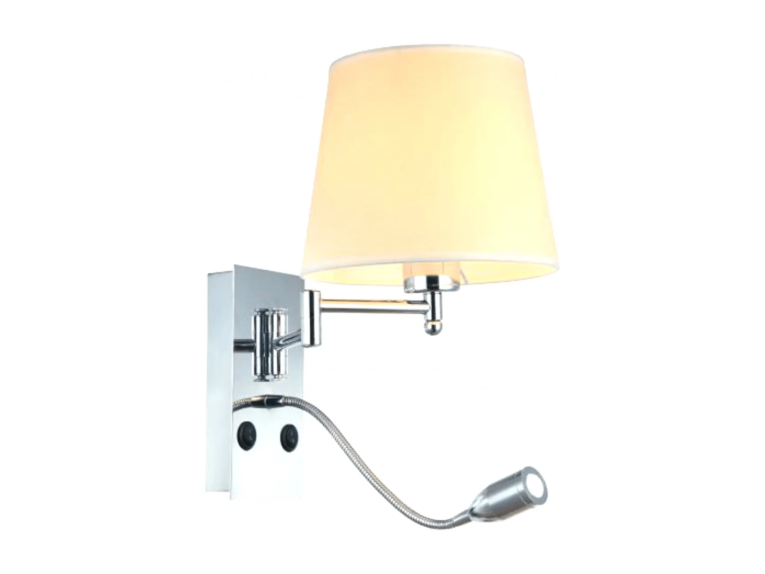 Applique murale liseuse métal chromé et tissu blanc - Aras