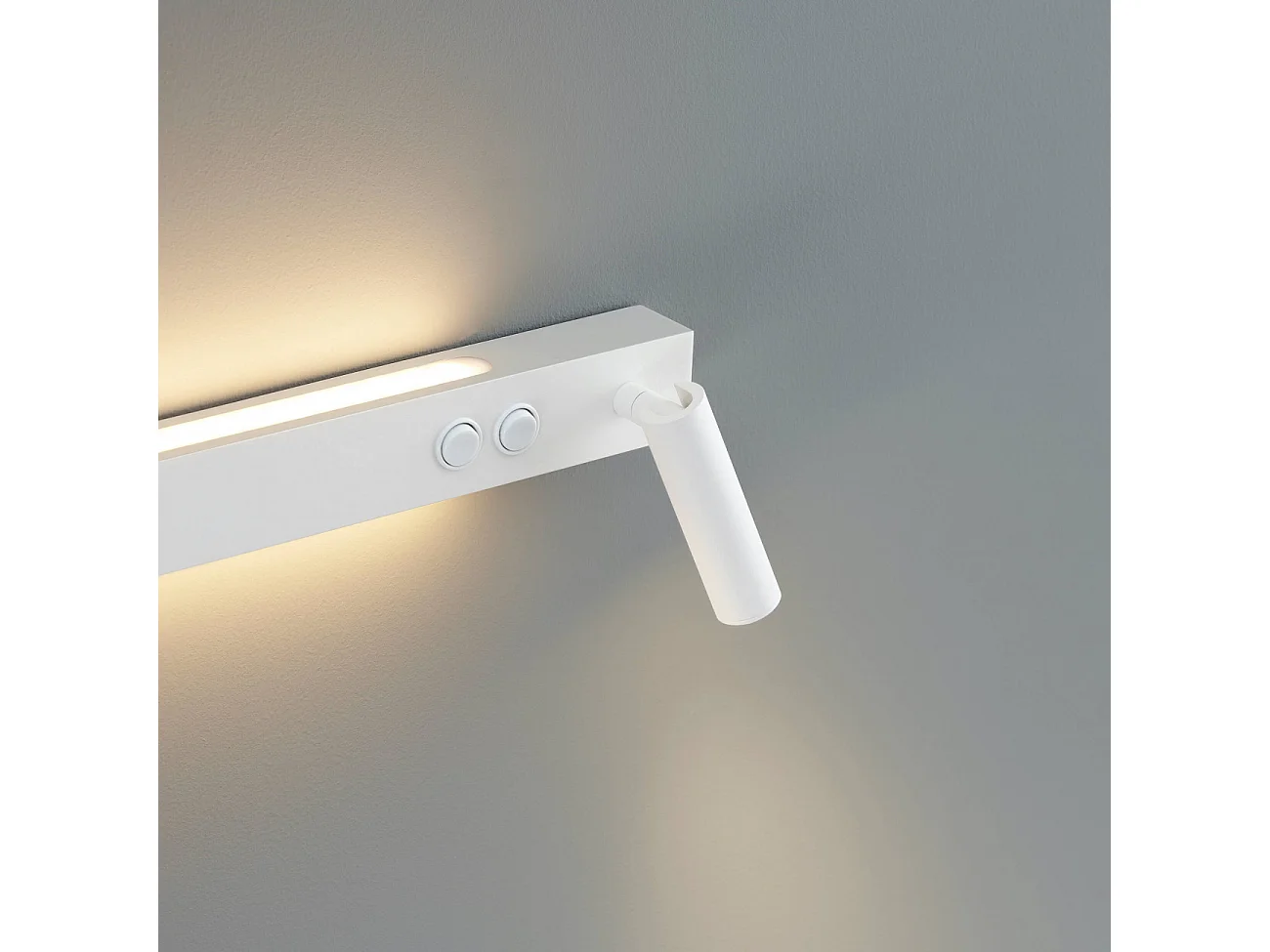 Longue applique murale blanche avec liseuse - Stanli