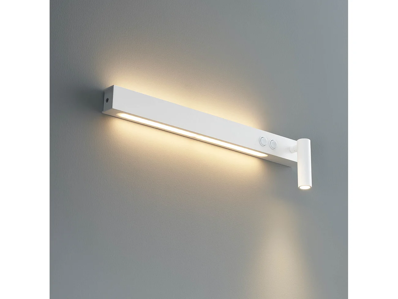 Longue applique murale blanche avec liseuse - Stanli