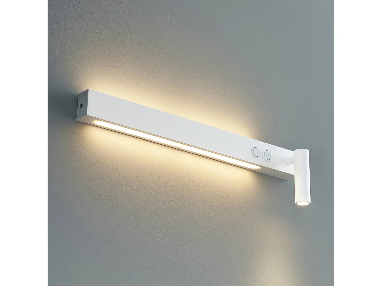 Longue applique murale blanche avec liseuse - Stanli