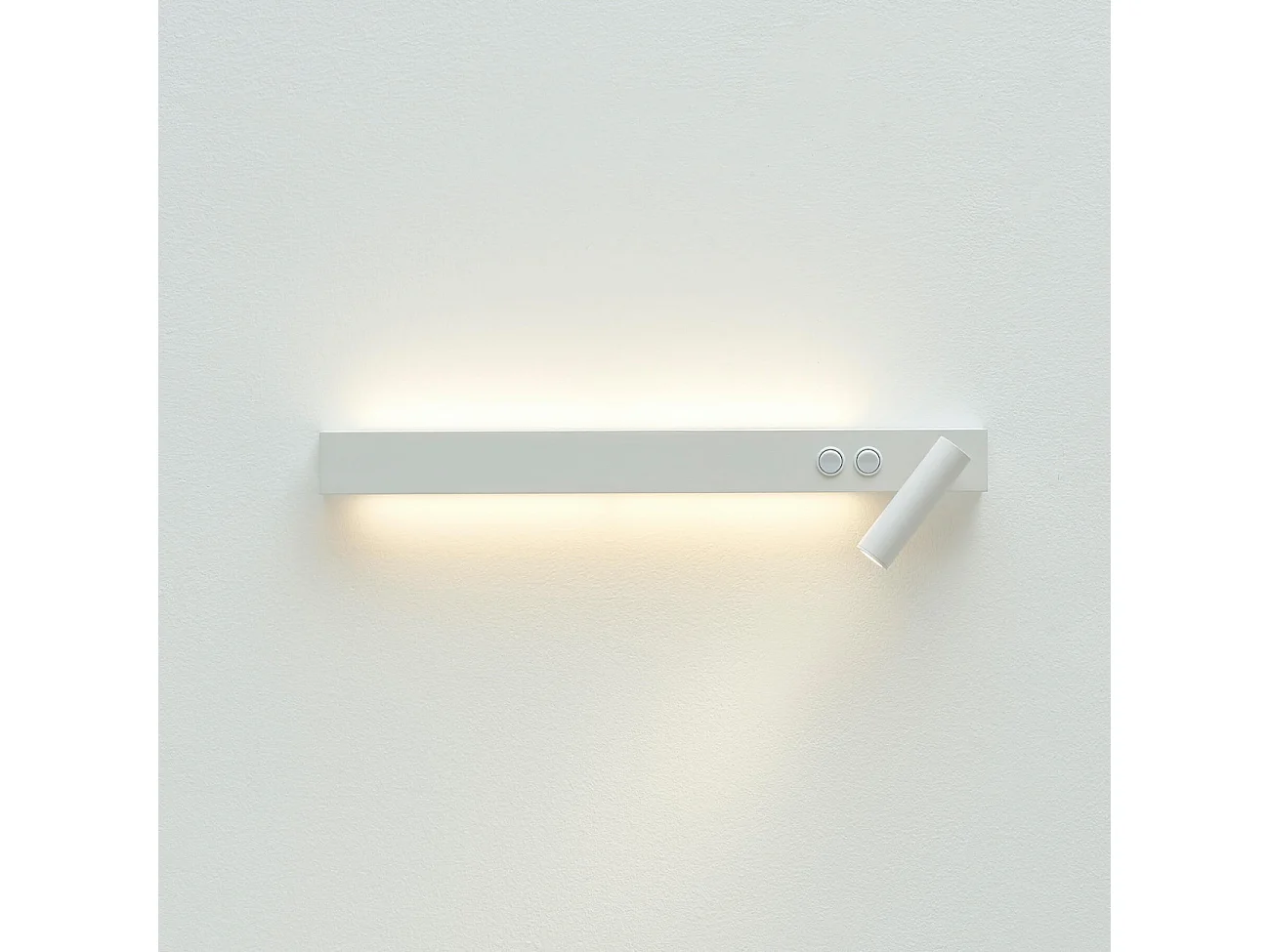 Longue applique murale blanche avec liseuse - Stanli