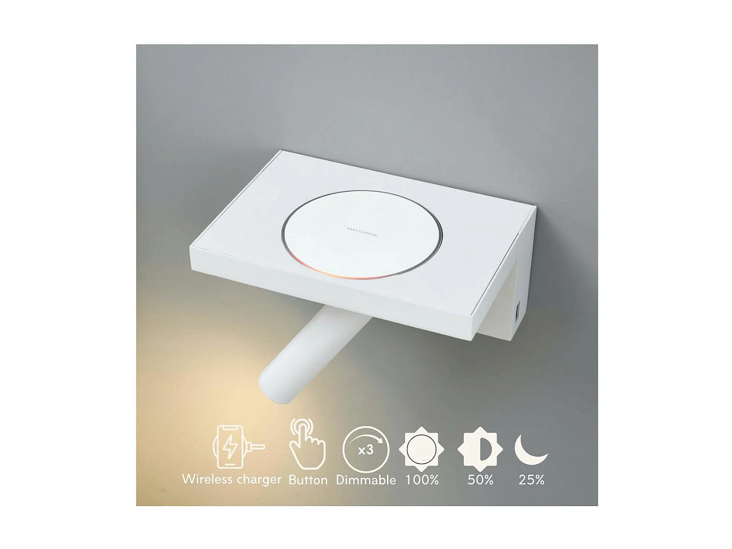 Applique tablette LED avec recharge smartphone - Naro