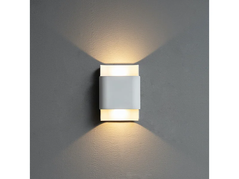 Petite applique carré double éclairage LED blanche IP54 - Laila