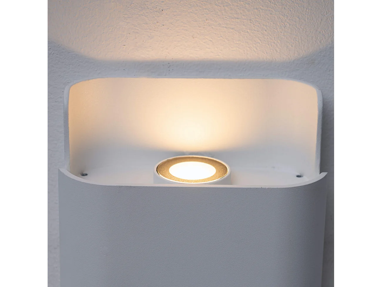 Petite applique carré double éclairage LED blanche IP54 - Laila