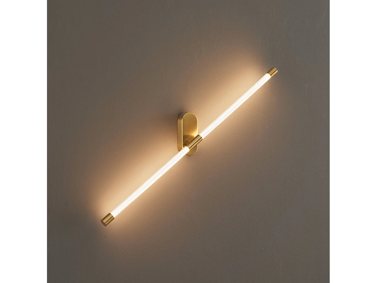 Applique murale longiligne néon LED laiton - Natys