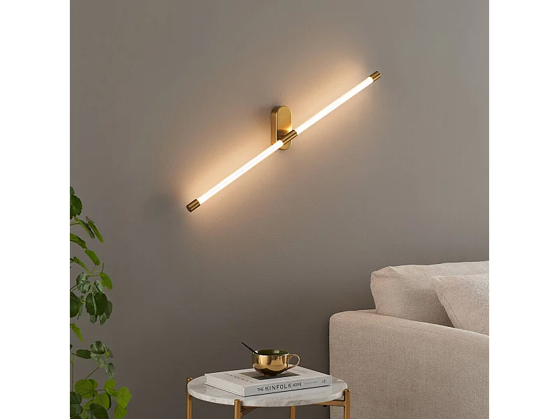 Applique murale longiligne néon LED laiton - Natys