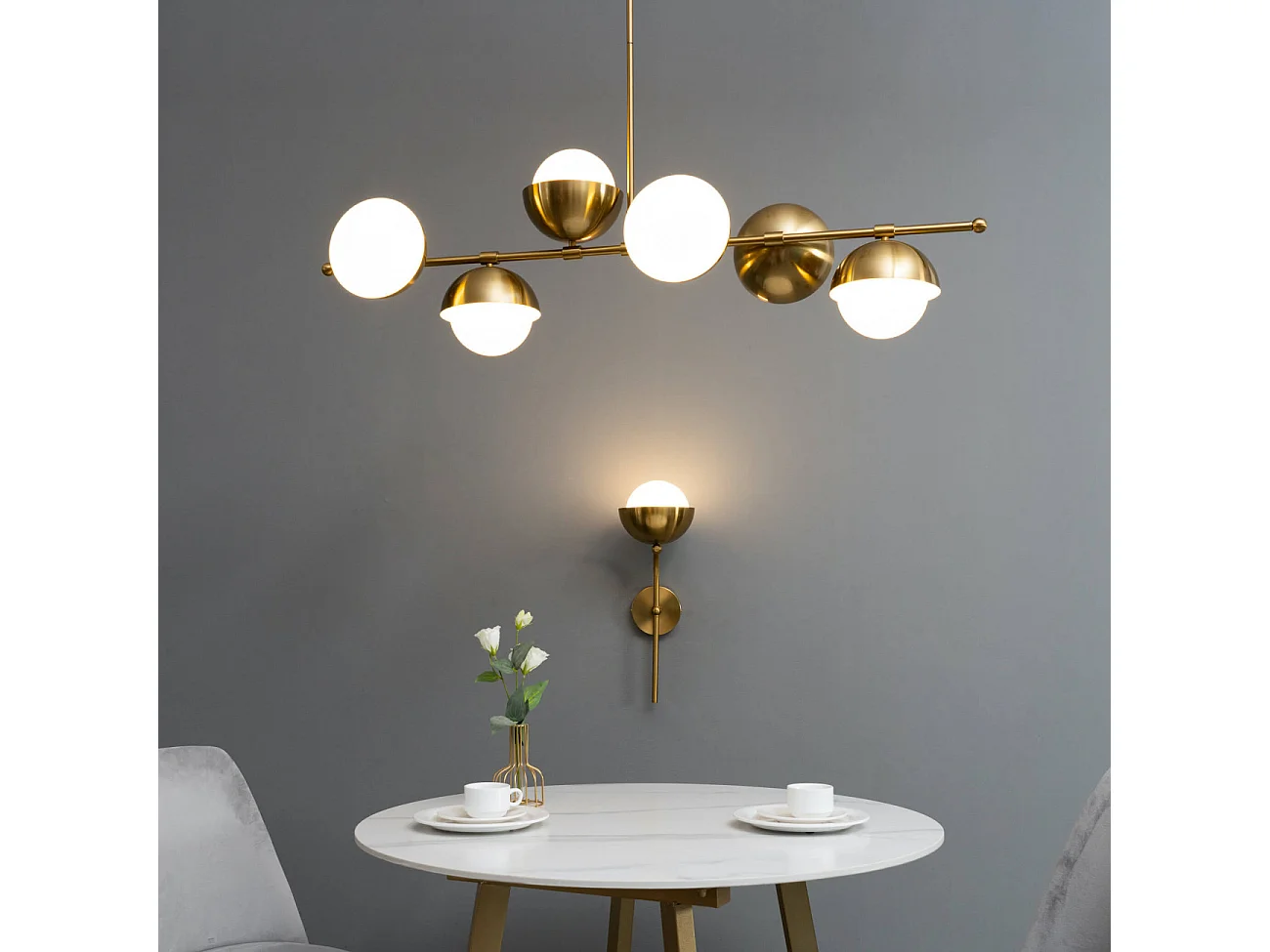 Applique vintage métal laiton et boule en verre - Vania